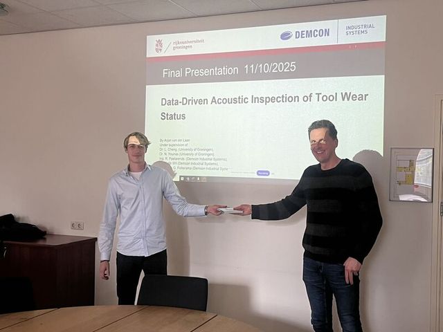 Arjan van der Laan had his final presentation on his master project on "Data-driven acoustic inspection of tool wear status"